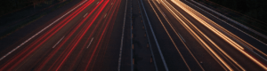 Busy highway with car lights